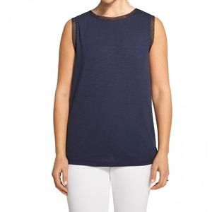NEW FDJ sleeveless boat neck layering cami top in navy blue